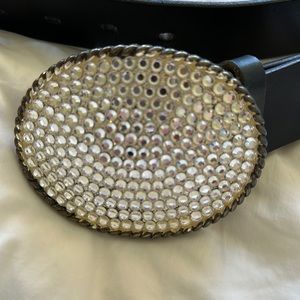Genuine leather belt with crystals size 32